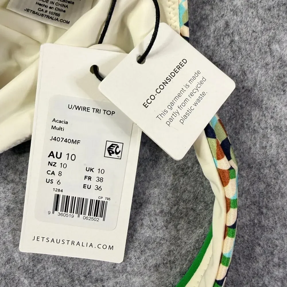 JETS Australia Acacia Multi Color Underwire Bikini Top NWT Size US 6